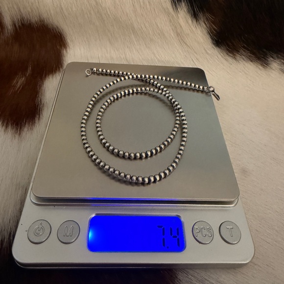 ❤️ 18” 3mm Desert Pearls Native Made Navajo Sterling Silver Made In USA Necklace - Picture 7 of 7